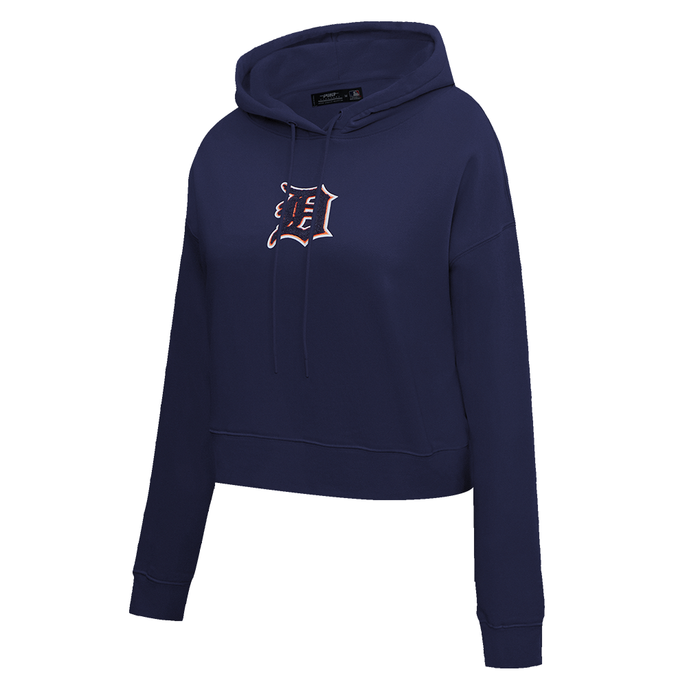 MLB DETROIT TIGERS CLASSIC WOMEN'S CROPPED PULLOVER HOODIE (MIDNIGHT NAVY)