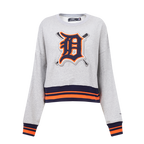 MLB DETROIT TIGERS CHANDAIL À COL ROND MASHUP CÔTELÉ POUR FEMME (GRIS CHINÉ/MARINE MINUIT/ORANGE)