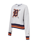MLB DETROIT TIGERS CHANDAIL À COL ROND MASHUP CÔTELÉ POUR FEMME (GRIS CHINÉ/MARINE MINUIT/ORANGE)