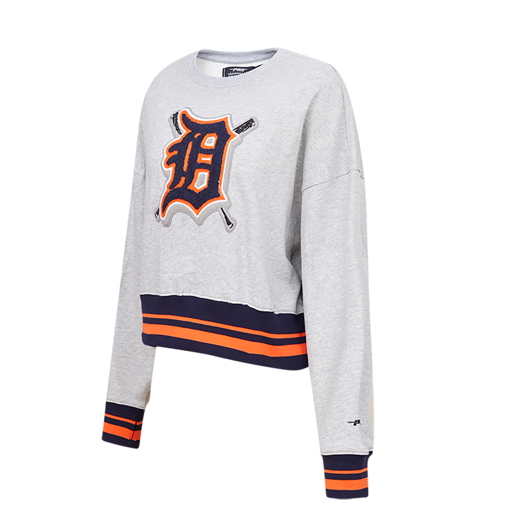 MLB DETROIT TIGERS MASHUP WOMEN'S RIB CREWNECK (HEATHER GREY/MIDNIGHT NAVY/ORANGE)
