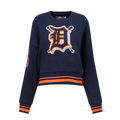MLB DETROIT TIGERS CHANDAIL À COL ROND MASHUP CÔTELÉ POUR FEMME (MARINE MINUIT/ORANGE/MARINE MINUIT)