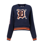 MLB DETROIT TIGERS CHANDAIL À COL ROND MASHUP CÔTELÉ POUR FEMME (MARINE MINUIT/ORANGE/MARINE MINUIT)