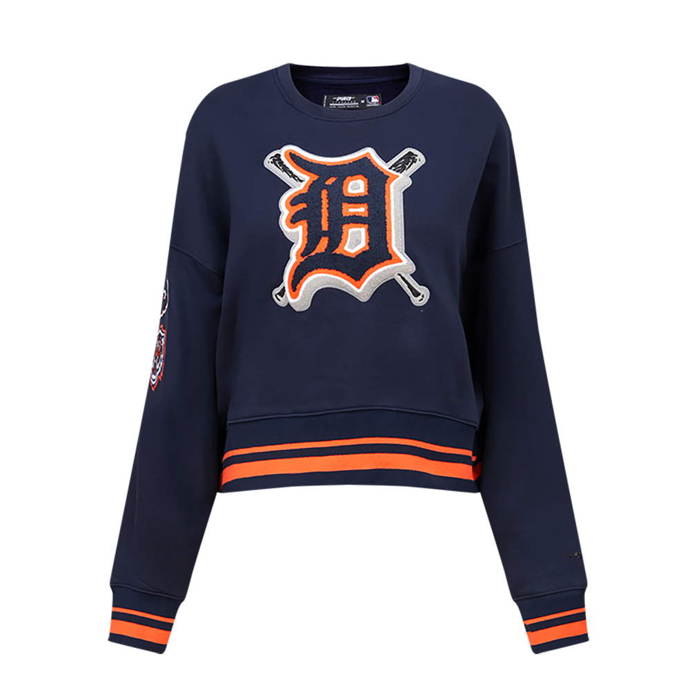 MLB DETROIT TIGERS MASHUP WOMEN'S RIB CREWNECK (MIDNIGHT NAVY/ORANGE/MIDNIGHT NAVY)
