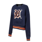 MLB DETROIT TIGERS CHANDAIL À COL ROND MASHUP CÔTELÉ POUR FEMME (MARINE MINUIT/ORANGE/MARINE MINUIT)