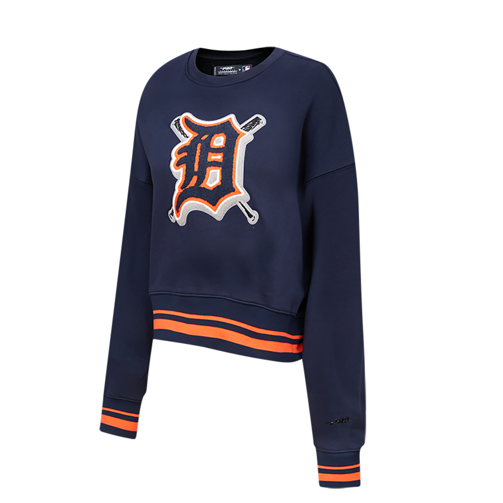 MLB DETROIT TIGERS MASHUP WOMEN'S RIB CREWNECK (MIDNIGHT NAVY/ORANGE/MIDNIGHT NAVY)