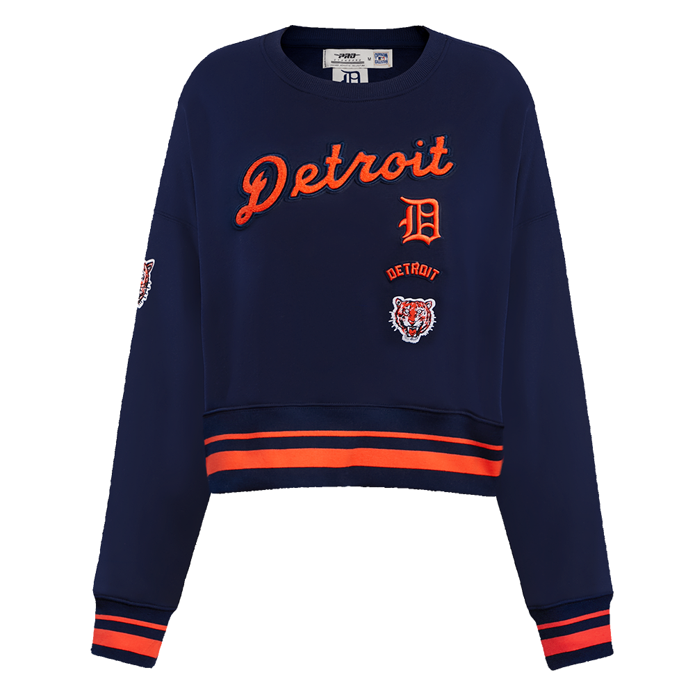 MLB DETROIT TIGERS RETRO CLASSIC CHANDAIL À COL ROND CÔTELÉ POUR FEMME (MARINE MINUIT/ORANGE/MINUIT)