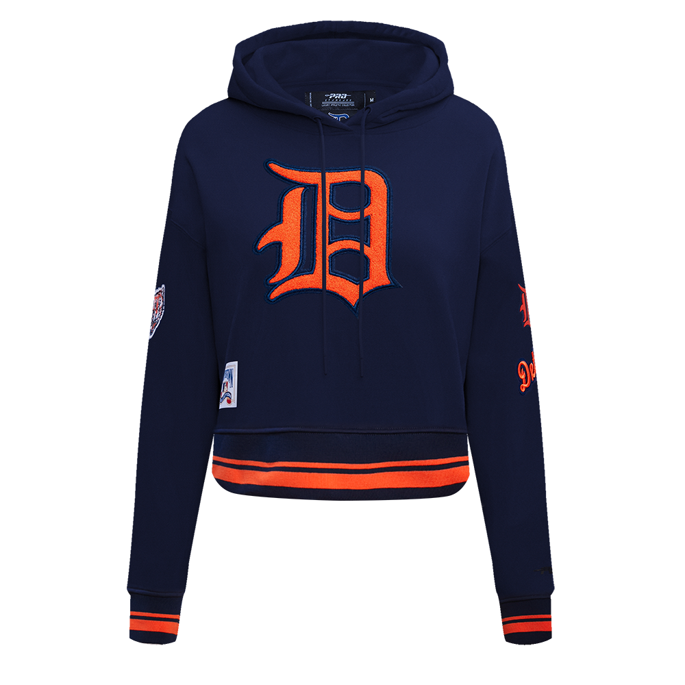 MLB DETROIT TIGERS RETRO CLASSIC CHANDAIL À CAPUCHON COURT CÔTELÉ POUR FEMME (MARINE MINUIT/ORANGE/MINUIT)