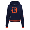 MLB DETROIT TIGERS RETRO CLASSIC CHANDAIL À CAPUCHON COURT CÔTELÉ POUR FEMME (MARINE MINUIT/ORANGE/MINUIT)