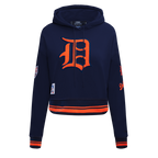 MLB DETROIT TIGERS RETRO CLASSIC CHANDAIL À CAPUCHON COURT CÔTELÉ POUR FEMME (MARINE MINUIT/ORANGE/MINUIT)