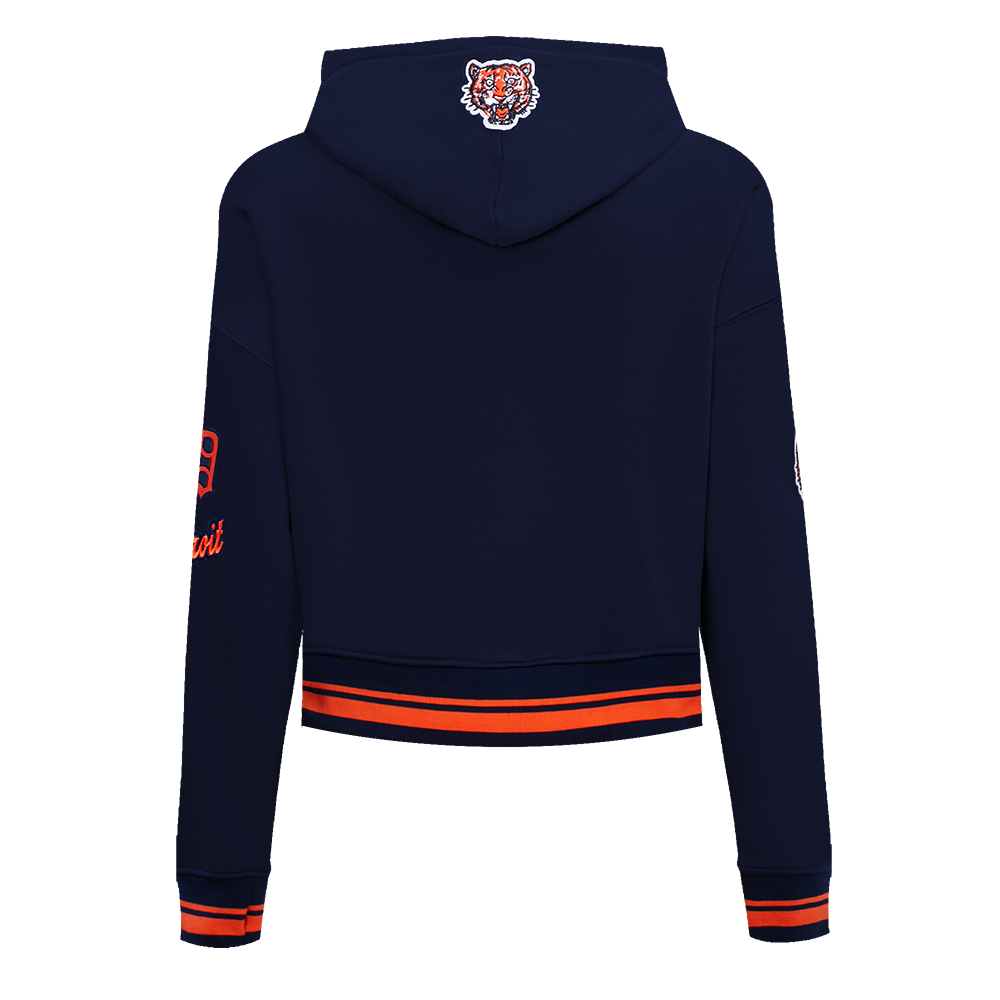 MLB DETROIT TIGERS RETRO CLASSIC CHANDAIL À CAPUCHON COURT CÔTELÉ POUR FEMME (MARINE MINUIT/ORANGE/MINUIT)