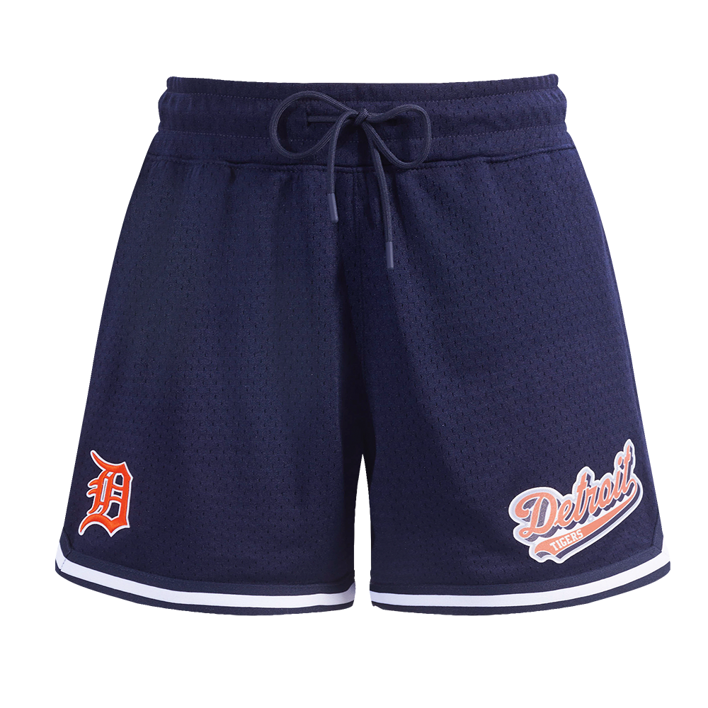 MLB DETROIT TIGERS SCRIPT TAIL WOMEN'S MESH TAPE SHORT (MIDNIGHT NAVY)