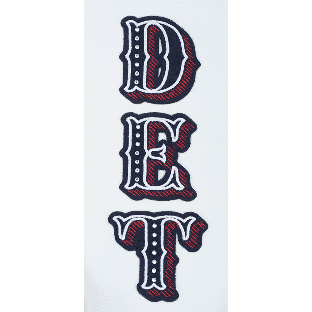 MLB DETROIT TIGERS LEGACY WOMEN'S CROPPED RIB WOOL VARSITY JACKET (MIDNIGHT NAVY/ORANGE/MIDNIGHT NAVY)