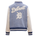 MLB DETROIT TIGERS VARSITY BLUES BLOUSON COLLÉGIAL EN DENIM POUR FEMME (DENIM/LIN)