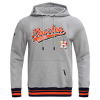 MLB HOUSTON ASTROS SCRIPT TAIL MEN'S RIB FLC PO HOODIE (HEATHER GREY/MIDNIGHT NAVY/ORANGE)