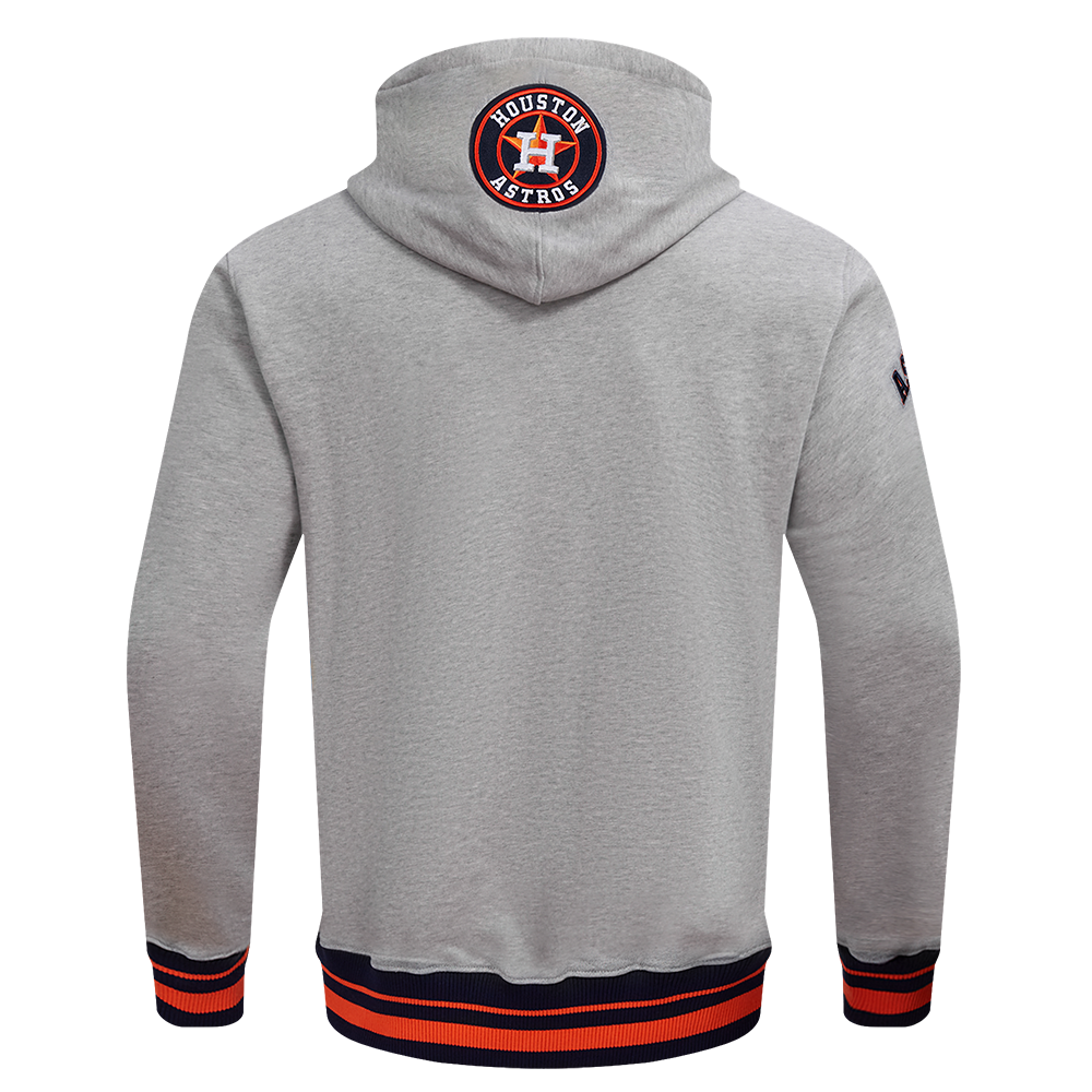 MLB HOUSTON ASTROS SCRIPT TAIL MEN'S RIB FLC PO HOODIE (HEATHER GREY/MIDNIGHT NAVY/ORANGE)