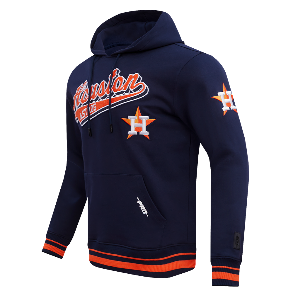 MLB HOUSTON ASTROS SCRIPT TAIL CHANDAIL À CAPUCHON EN MOLLETON CÔTELÉ POUR HOMME (MARINE MINUIT/ORANGE/MARINE MINUIT)