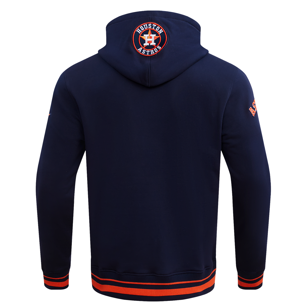 MLB HOUSTON ASTROS SCRIPT TAIL CHANDAIL À CAPUCHON EN MOLLETON CÔTELÉ POUR HOMME (MARINE MINUIT/ORANGE/MARINE MINUIT)