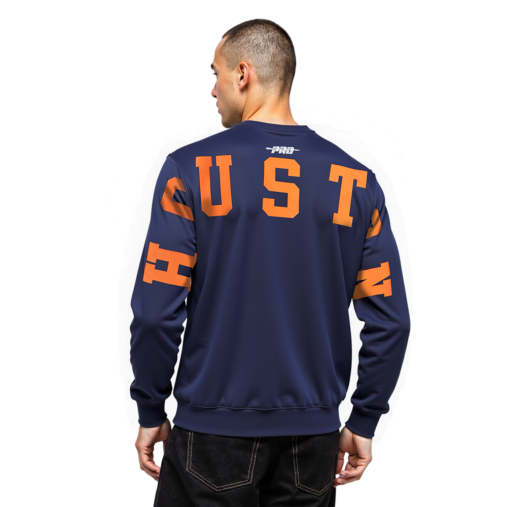 MLB HOUSTON ASTROS WINGSPAN CHANDAIL À COL ROND EN MOLLETON À ÉPAULES TOMBANTES V2 POUR HOMME (MARINE MINUIT)