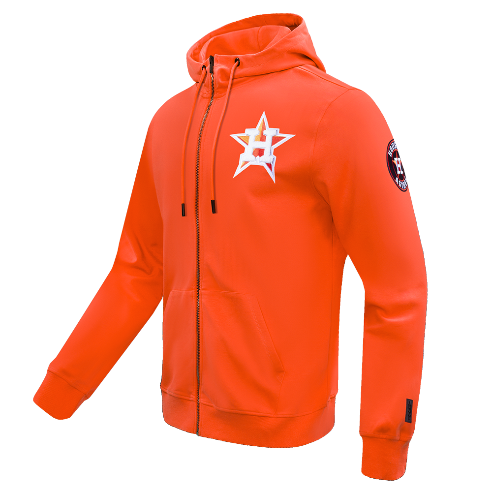 MLB HOUSTON ASTROS CLASSIC CHENILLE MEN'S FULL ZIP PULLOVER HOODIE (ORANGE)