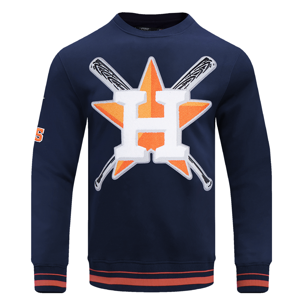 MLB HOUSTON ASTROS MASH UP CHANDAIL À COL ROND EN MOLLETON CÔTELÉ POUR HOMME (MARINE MINUIT/ORANGE/MARINE MINUIT)