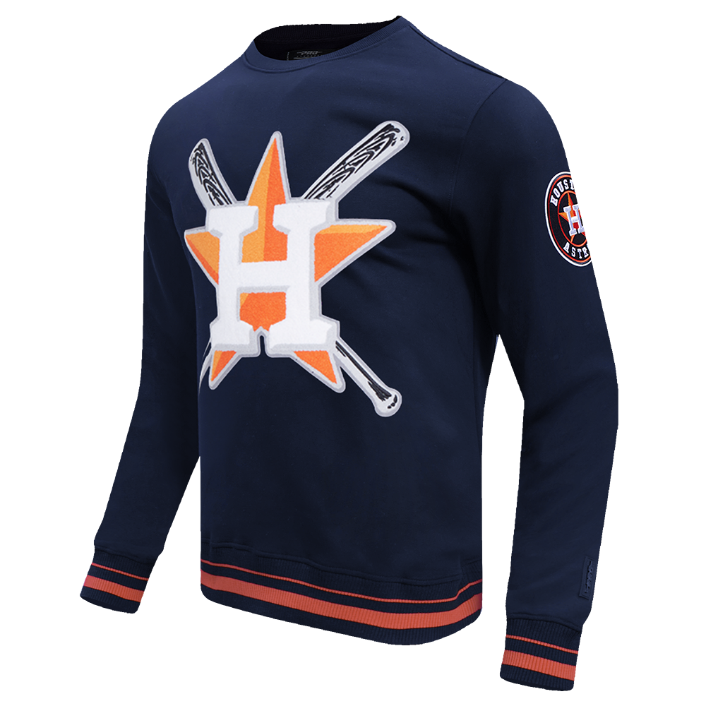 MLB HOUSTON ASTROS MASH UP MEN'S RIB FLC CREWNECK (MIDNIGHT NAVY/ORANGE/MIDNIGHT NAVY)