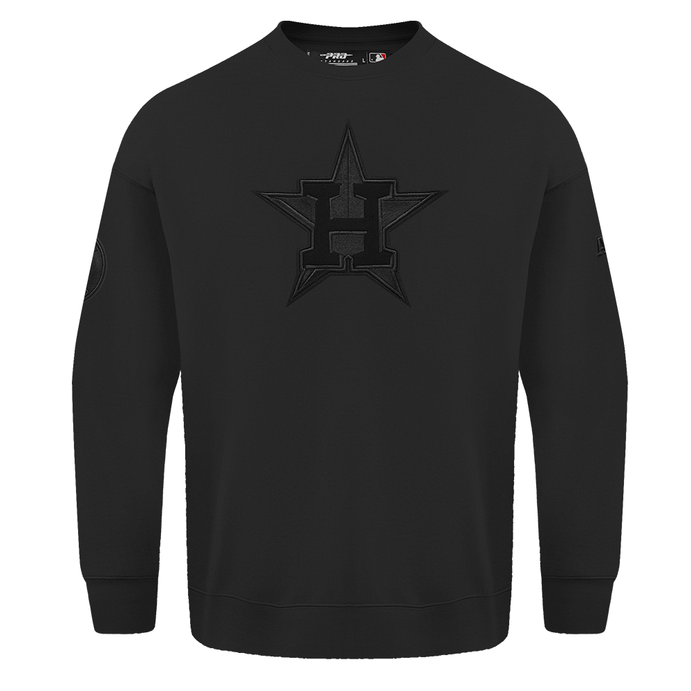 MLB HOUSTON ASTROS NEUTRAL MEN'S  DROP SHOULDER FLC CREWNECK (BLACK)