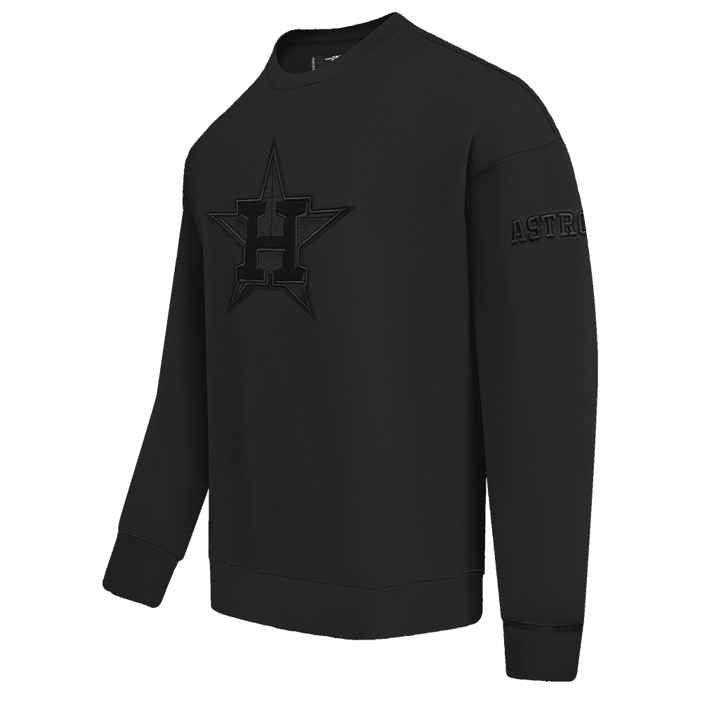 MLB HOUSTON ASTROS NEUTRAL MEN'S  DROP SHOULDER FLC CREWNECK (BLACK)
