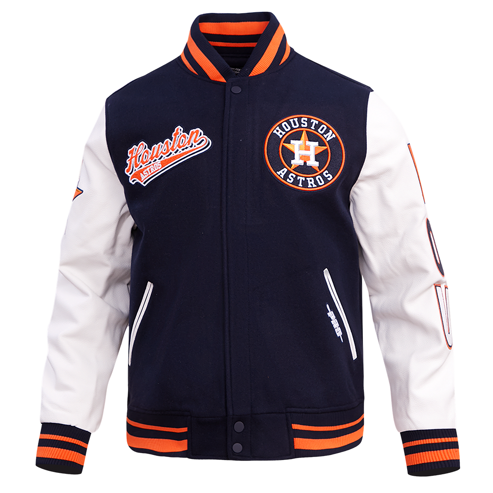 MLB HOUSTON ASTROS SCRIPT TAIL BLOUSON COLLÉGIAL POUR HOMME (MARINE MINUIT/ORANGE/MARINE MINUIT)