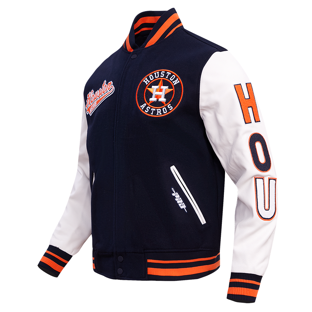 MLB HOUSTON ASTROS SCRIPT TAIL MEN'S RIB WOOL VARSITY (MIDNIGHT NAVY/ORANGE/MIDNIGHT NAVY)