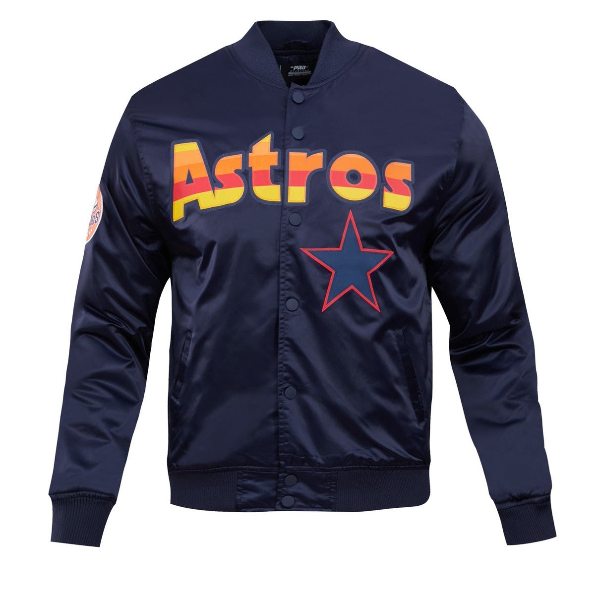 MLB HOUSTON ASTROS BLOUSON EN SATIN À GRAND LOGO POUR HOMME (MARINE MINUIT)