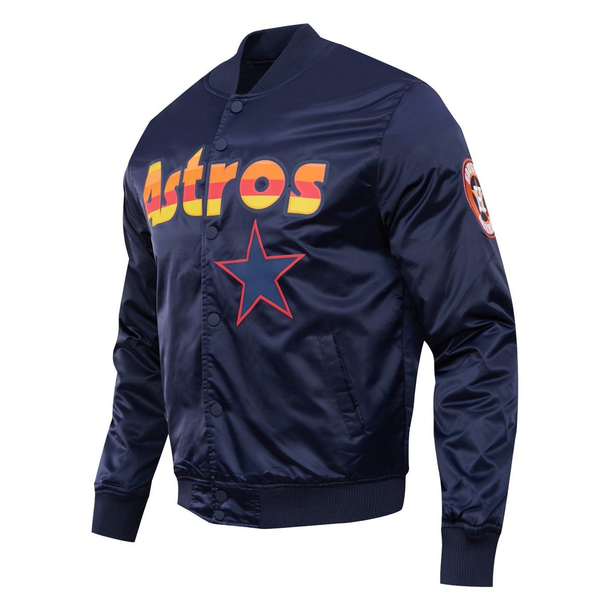 MLB HOUSTON ASTROS BIG LOGO MEN'S SATIN JACKET (MIDNIGHT NAVY)
