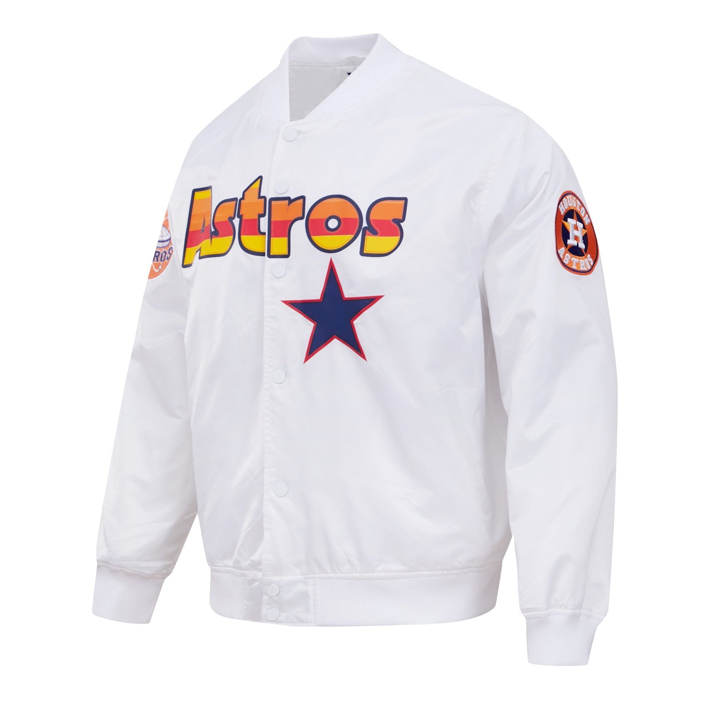 MLB HOUSTON ASTROS BIG LOGO MEN'S SATIN JACKET (WHITE)