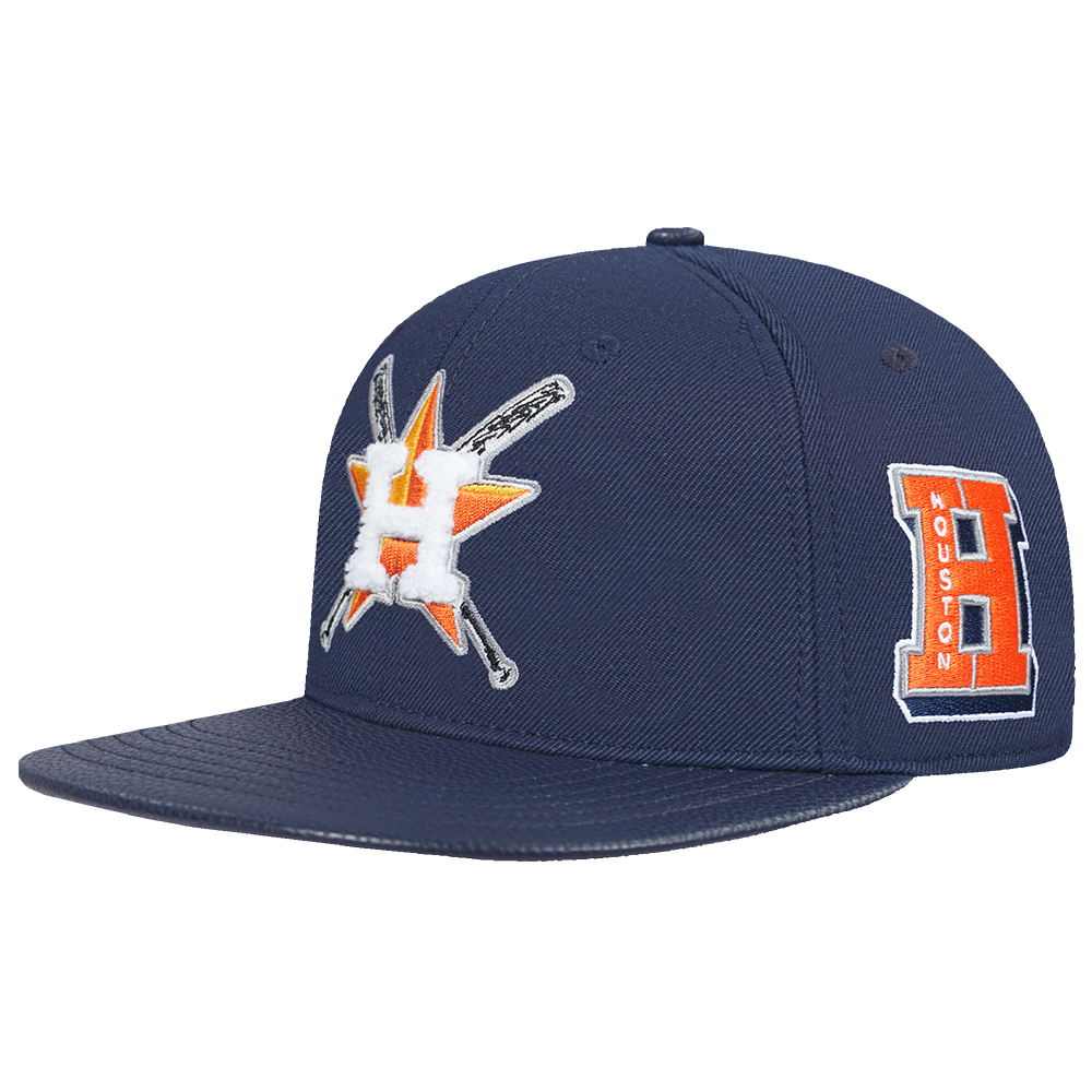 MLB HOUSTON ASTROS MASHUP UNISEX WOOL LEATHER STRAPBACK HAT (MIDNIGHT NAVY)
