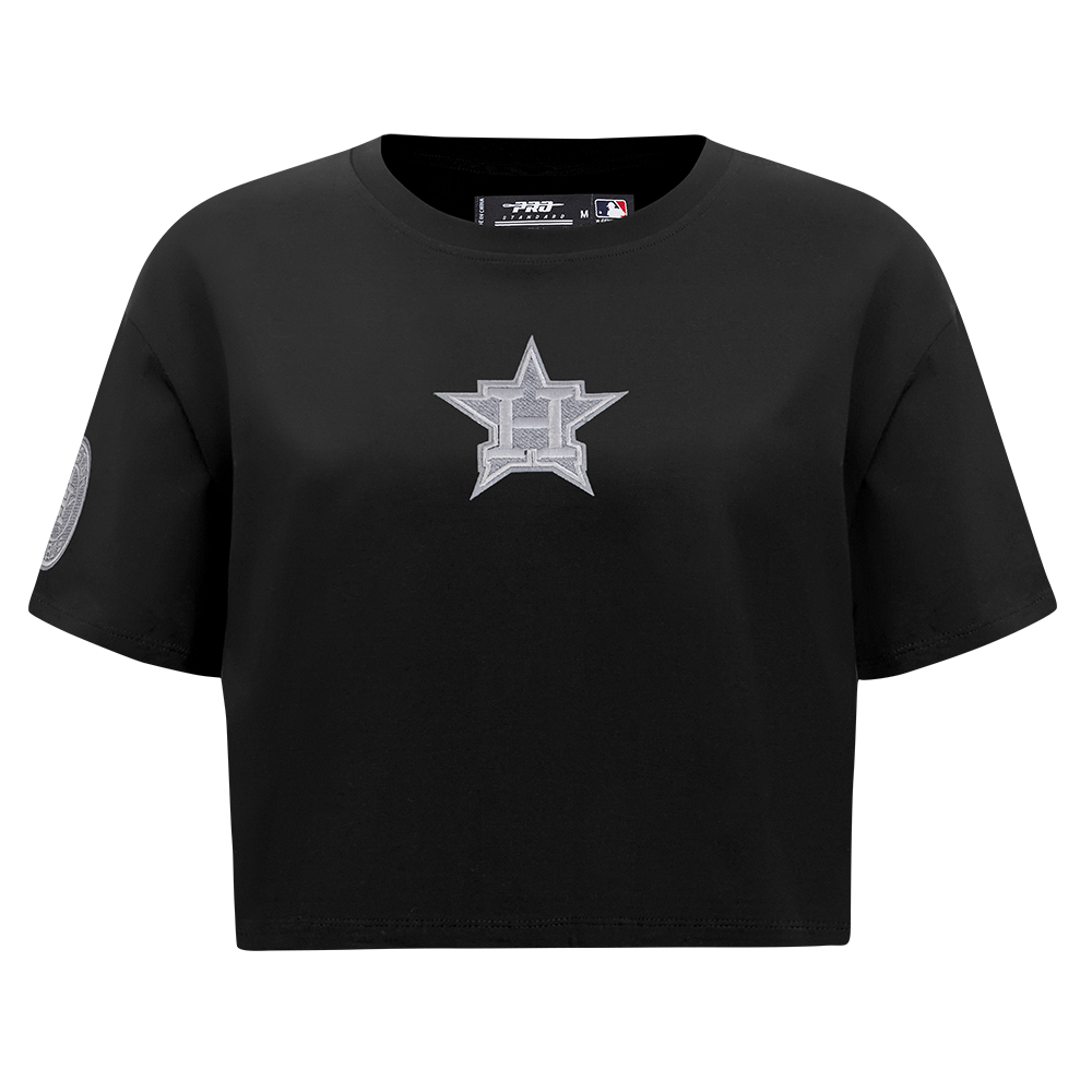 MLB HOUSTON ASTROS REVERSE FRENCH TERRY HAUT EN JERSEY SIMPLE À COUPE CARRÉE POUR FEMME (NOIR)