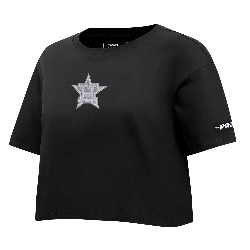 MLB HOUSTON ASTROS REVERSE FRENCH TERRY HAUT EN JERSEY SIMPLE À COUPE CARRÉE POUR FEMME (NOIR)