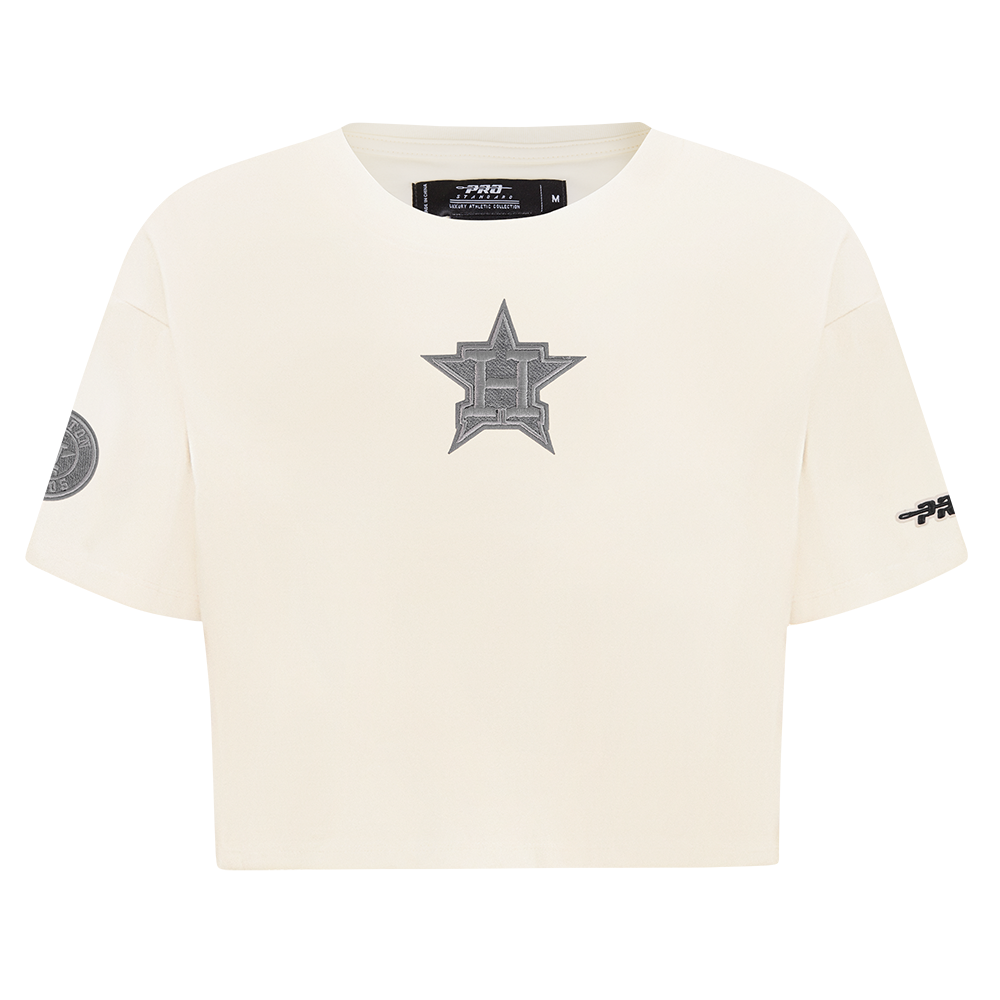 MLB HOUSTON ASTROS REVERSE FRENCH TERRY HAUT EN JERSEY SIMPLE À COUPE CARRÉE POUR FEMME (COQUILLE D'ŒUF)