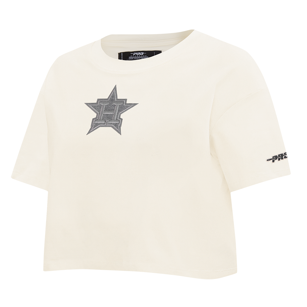 MLB HOUSTON ASTROS REVERSE FRENCH TERRY WOMEN'S SINGLE JERSEY BOXY TOP (EGGSHELL)