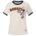 MLB HOUSTON ASTROS RETRO CASCADE WOMEN'S RINGER TOP (EGGSHELL/ MIDNIGHT NAVY)