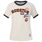 MLB HOUSTON ASTROS RETRO CASCADE WOMEN'S RINGER TOP (EGGSHELL/ MIDNIGHT NAVY)
