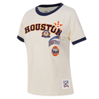 MLB HOUSTON ASTROS RETRO CASCADE WOMEN'S RINGER TOP (EGGSHELL/ MIDNIGHT NAVY)
