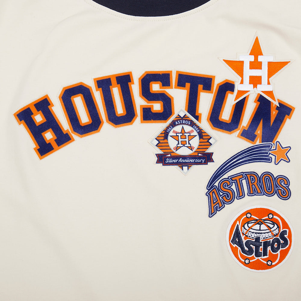 MLB HOUSTON ASTROS RETRO CASCADE WOMEN'S RINGER TOP (EGGSHELL/ MIDNIGHT NAVY)