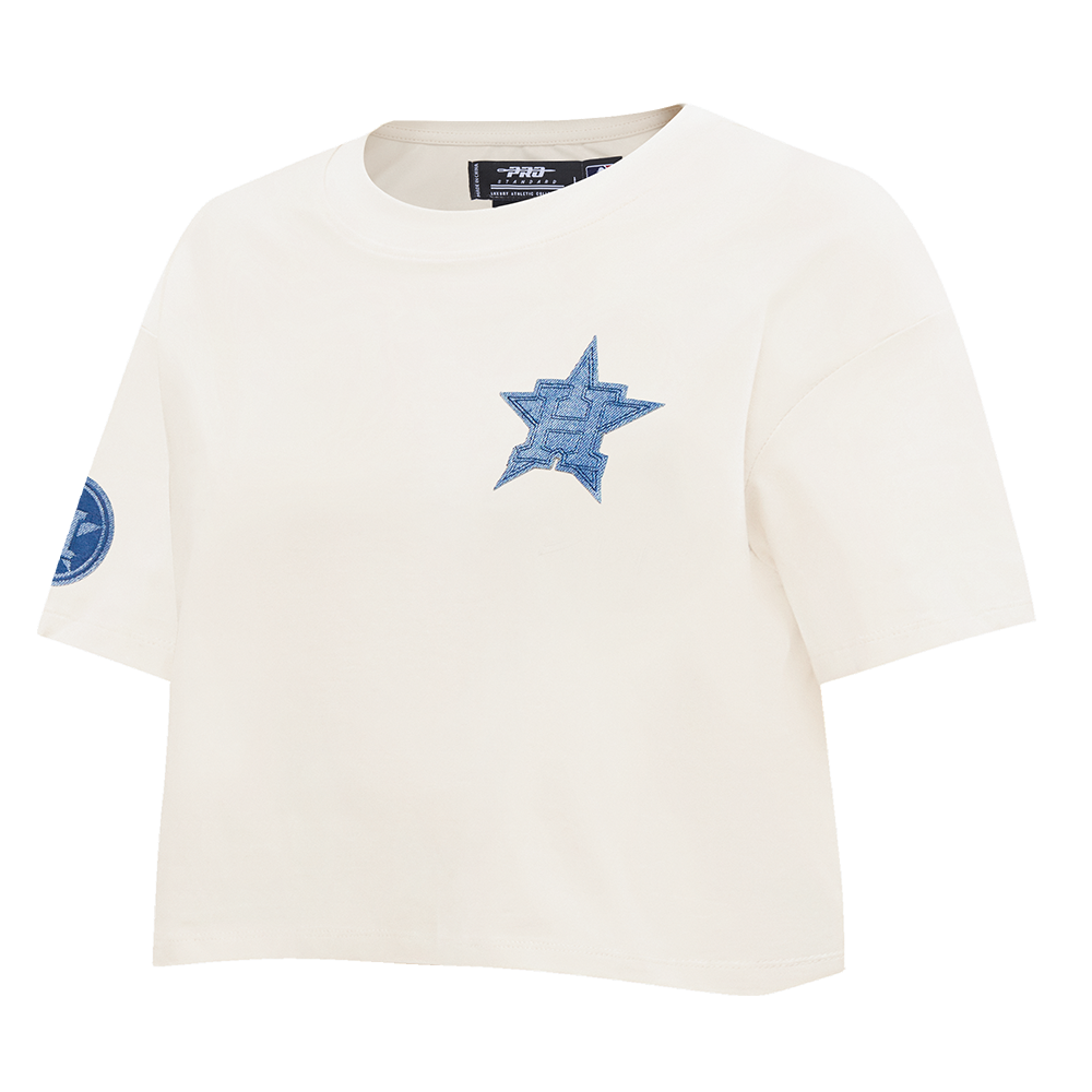 MLB HOUSTON ASTROS VARSITY BLUES WOMEN'S BOXY TOP (LINEN)