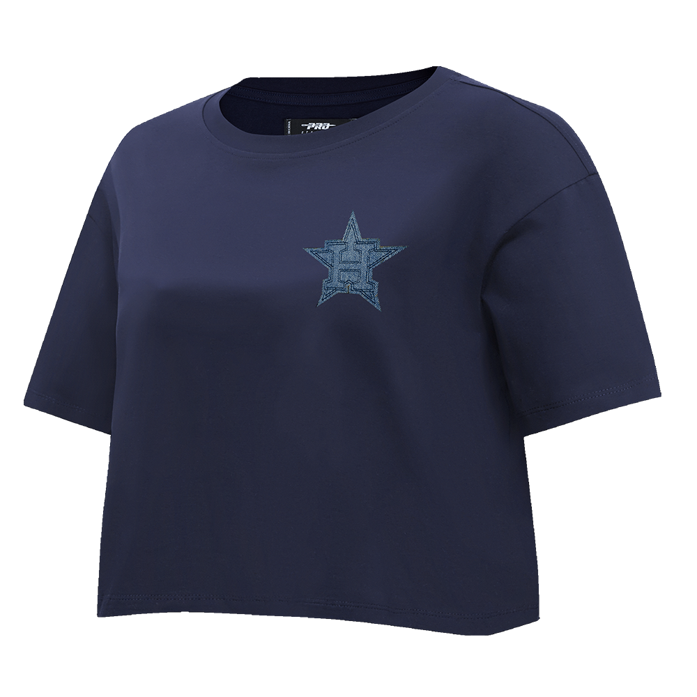 MLB HOUSTON ASTROS VARSITY BLUES WOMEN'S BOXY TOP (MIDNIGHT NAVY)