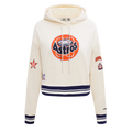 MLB HOUSTON ASTROS RETRO CLASSIC WOMEN'S CROPPED PULLOVER HOODIE (EGGSHELL/ MIDNIGHT NAVY)