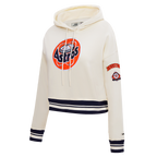 MLB HOUSTON ASTROS RETRO CLASSIC WOMEN'S CROPPED PULLOVER HOODIE (EGGSHELL/ MIDNIGHT NAVY)