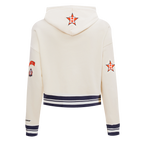 MLB HOUSTON ASTROS RETRO CLASSIC WOMEN'S CROPPED PULLOVER HOODIE (EGGSHELL/ MIDNIGHT NAVY)
