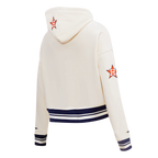 MLB HOUSTON ASTROS RETRO CLASSIC WOMEN'S CROPPED PULLOVER HOODIE (EGGSHELL/ MIDNIGHT NAVY)