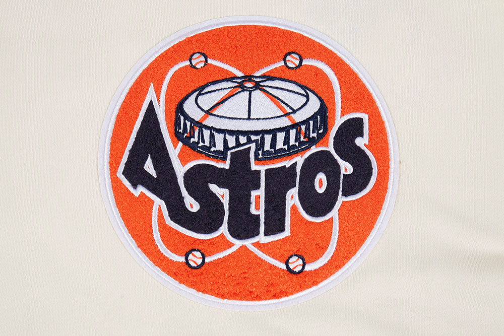 MLB HOUSTON ASTROS RETRO CLASSIC WOMEN'S CROPPED PULLOVER HOODIE (EGGSHELL/ MIDNIGHT NAVY)