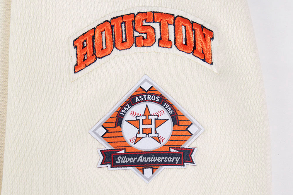 MLB HOUSTON ASTROS RETRO CLASSIC WOMEN'S CROPPED PULLOVER HOODIE (EGGSHELL/ MIDNIGHT NAVY)