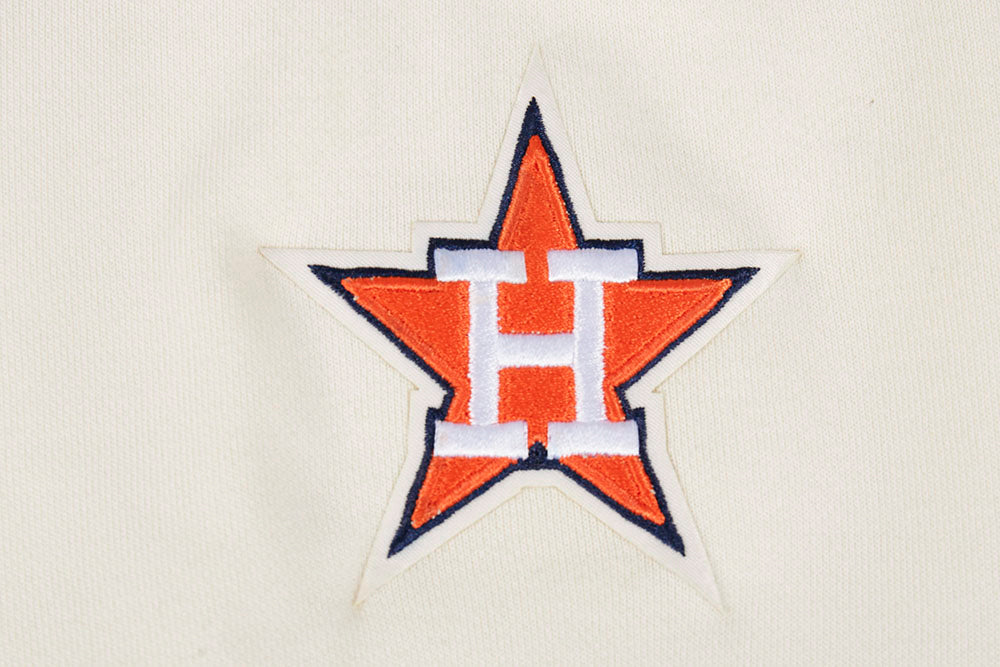 MLB HOUSTON ASTROS RETRO CLASSIC WOMEN'S CROPPED PULLOVER HOODIE (EGGSHELL/ MIDNIGHT NAVY)